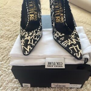 Versace Jeans Couture Black and White Heels